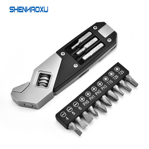 Mini Multi-Function Adjustable Wrench Portable Screwdriver 13 Bits Knife Stainless Steel Outdoor Home DIY Hand Tools ► Photo 1/6