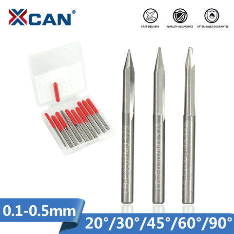 XCAN 10pcs 20/30/45/60/90 Degrees Tip 0.1-0.5mm V Shape End Mills 3.175 Shank CNC Router Bit For Woodworking Engraving Bits ► Photo 1/6