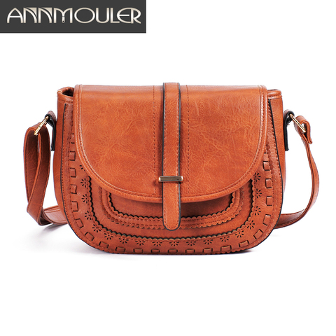 Annmouler Vintage Shoulder Bag Pu Leather Crossbody 6 Colors Messenger Bag Ladies Handbag Hollow-out Small Bag Purse Tote ► Photo 1/6