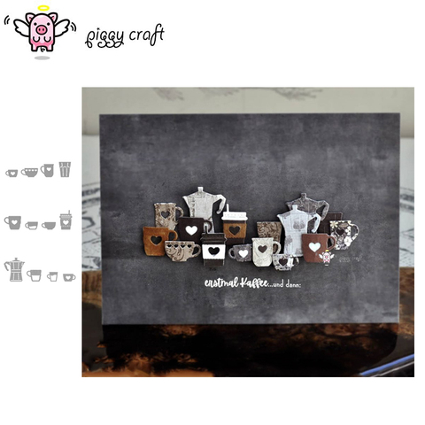 Piggy Craft metal cutting dies cut die mold Teapot coffee cup Scrapbook paper craft knife mould blade punch stencils dies ► Photo 1/3