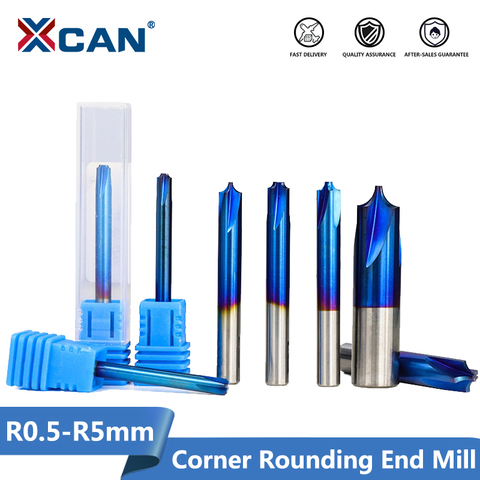 XCAN 1pc R0.5-R5.0 Nano Blue Coated Corner Rounding End Mill Radius Router Bit for CNC Machine Carbide End Milling Cutter ► Photo 1/6