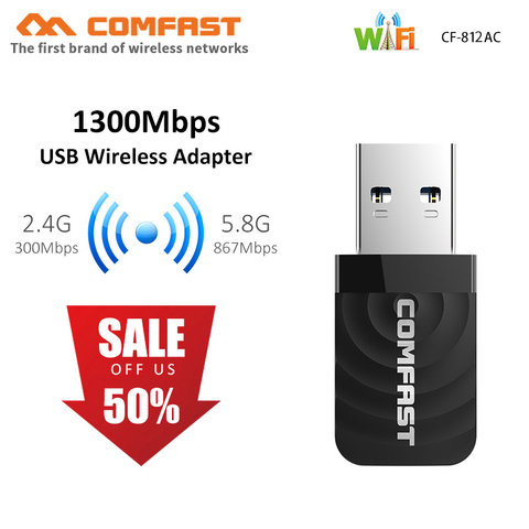 1300Mbps Mini USB Wifi Adapter Dual Band 2.4G/5.8G Wifi Network Card antenna Wireless AC wifi Adapter for Windows 7/8/10 Mac OS ► Photo 1/6