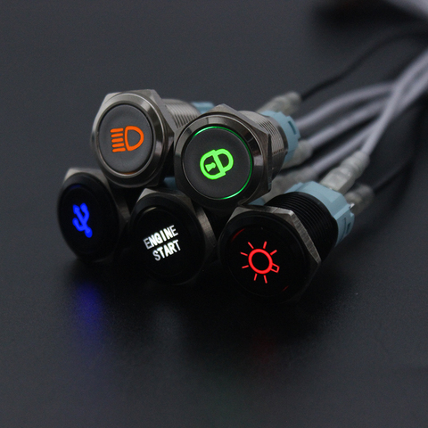 16mm customizable Alumina Momenary/Latching metal Led logo light latching fixed button switch car speaker horn buttonswitch ► Photo 1/6