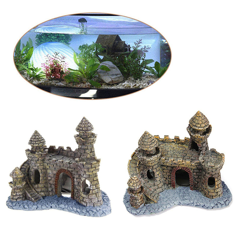 1Pc Mini Resin Cartoon Castle Aquariums Decor Fish Tank Escape Hole Aquarium Accessories Decor Castle Tower Ornament ► Photo 1/6