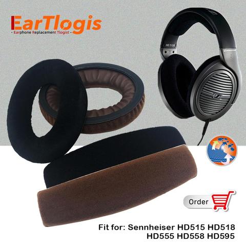 EarTlogis Velvet Replacement Parts for Sennheiser HD515 HD518 HD555 HD595 HD558 EarPads Bumper Headband Earmuff Cover Cushion ► Photo 1/6