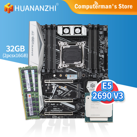 HUANANZHI X99 TF Motherboard combo kit set CPU Intel XEON E5 2690 V3 Memory 2*16G DDR4 RECC 2133memory M.2 NVME USB3.0 ATX ► Photo 1/1