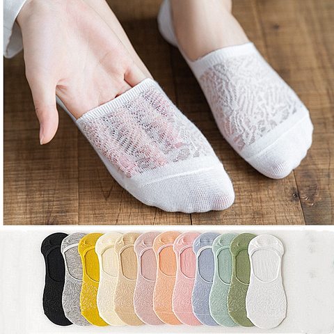 5 pairs women's candy-colored invisible socks summer breathable non-slip women's short socks Korean style socks slippers 35-39 ► Photo 1/6