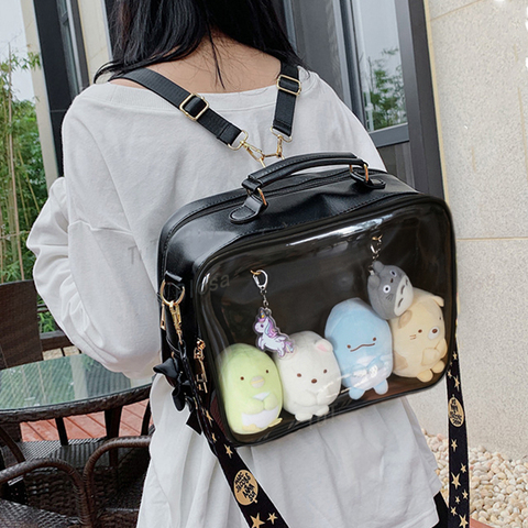 Cute Backpacks For College Girls Clear Front Pocket Transparent Rucksack Sweet Ita Shoulder Bag Women Jelly Itabag Bagpack H212 ► Photo 1/6