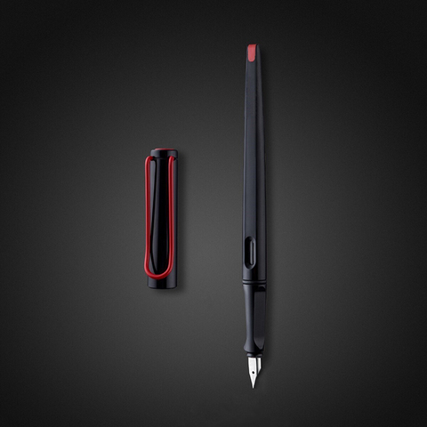 Fashion Black Fountain Pen Red Big Clip Plastic Long Body 0.38mm 0.5mm bent nib Ink Pens for Writing Office Supplies Stationery ► Photo 1/6