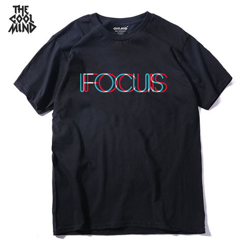 COOLMIND QI0231A 100% cotton short sleeve focus print funny men Tshirt casual o-neck loose summer T shirt for men tees pthd ► Photo 1/6