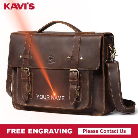 KAVIS Brand Quality 100% Genuine Cow Leather Messenger Bags Men Business Handbag Travel Briefcase Crossbody Shoulder Bag 2022 ► Photo 1/6