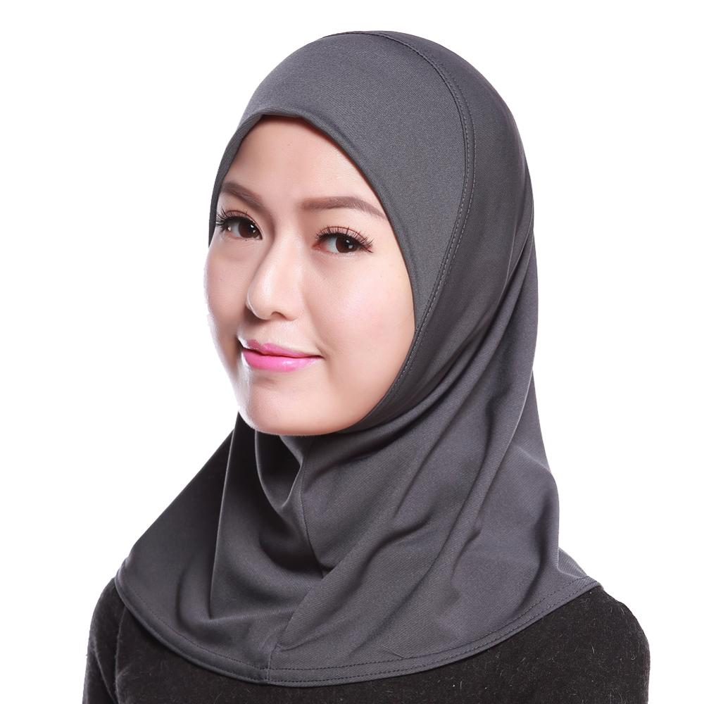 Islamic Plain Solid Colors Amira Hijab Abaya Muslima Headscarf Caps Two Piece 