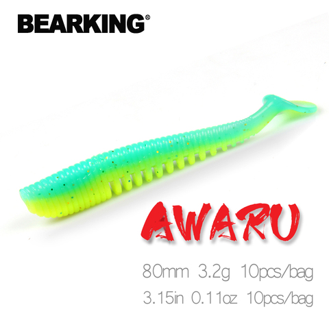 BEARKING Awaruna 80mm 3.2g 10pcs/bag Fishing Lures soft lure Artificial Bait Predator Tackle JERKBAIT for pike and bass ► Photo 1/6