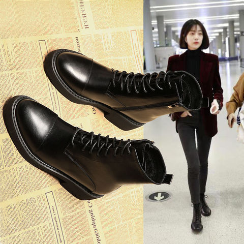 2022 New Style Boots Women's British Style All-match Autumn Boots Short Boots Winter Style with Fleece INS Net Red Thin Boots ► Photo 1/6