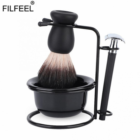 Professional Men Beard Shaving Set Safe Razor Brush Bowl Stand Holder Razor Mustache Shaving Tools for Mens ► Photo 1/6