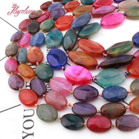 10x14,13x18,20x30mm Oval Faceted Cracked Multicolor Agates Natural Stone Beads For DIY Necklace Jewelry Making 15