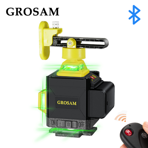 GROSAM 16 Lines 4D Green Laser Levels 360 Horizontal And Vertical Cross  Lines With Auto Self-Leveling Indoors And Outdoors ► Photo 1/6