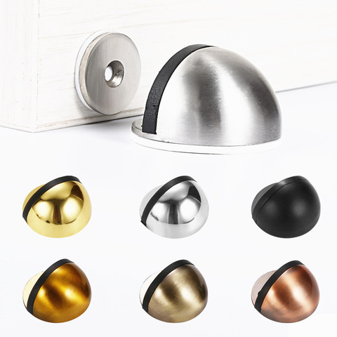 1PC Magnetic Door Stops 304 Stainless Steel Round Hidden Rubber Non Punching Sticker Protector Wall Anti-collision Door Hardware ► Photo 1/6