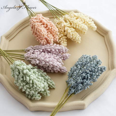 6pcs Artificial flower Vanilla cereal plants berry spike fake wheat bridal bouquet home garden decor wedding props foam lavender ► Photo 1/6