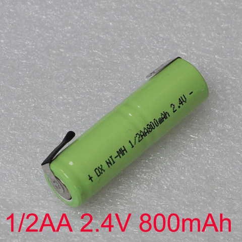 1-5PCS 800mah 2.4V 1/2AA ni-mh rechargeable battery 1/2 AA nimh cell with welding tabs for electric shaver razor toothbrush ► Photo 1/3
