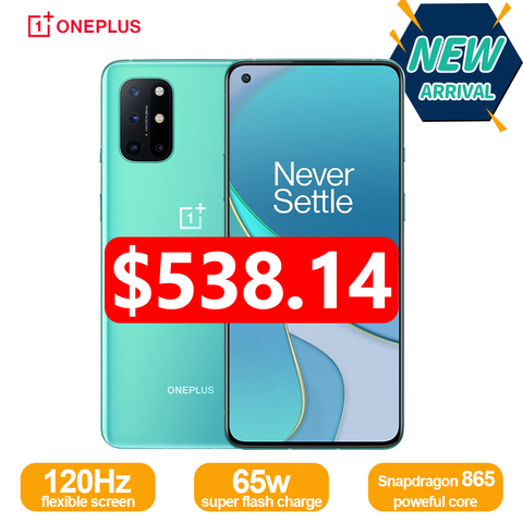 New Oneplus 8T 8 T 5G Global Rom SmartPhone 120Hz Fluid AMOLED Display Snapdragon 865 65W Warp Charge One plus 8T Mobile Phone ► Photo 1/6