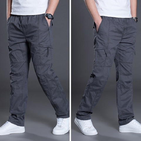 Summer Autumn Fashion Men Pants Casual Cotton Long Pants Straight Joggers Homme Plus Size 5xl 6xl Flat Trousers for Men Clothing ► Photo 1/6