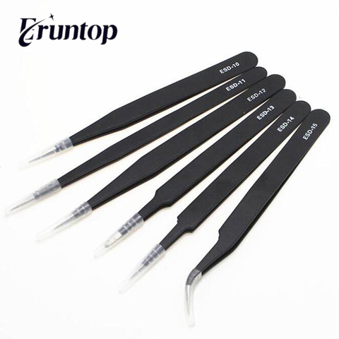 1 Set 6PCS 1.5MM Thickness  Anti-static ESD Stainless Steel Tweezers  Industrial Precision Curved Straight Tweezers Repair Tool ► Photo 1/5