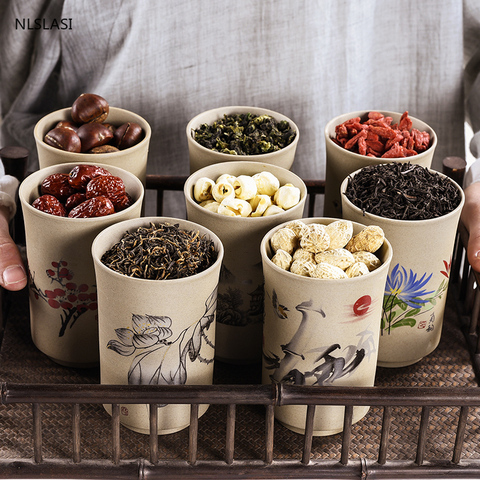 Ceramics Tea Jar Tieguanyin containers travel tea bag storage box Portable Stoneware tea caddy kitchen coffee spice canister ► Photo 1/6
