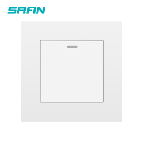 SRAN wall light switch,1gang 1/2way 16A 250V flame retardant PC panel white/black/gold/gray/sliver 86mm*86mm rocker switch ► Photo 1/6
