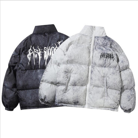 2022 Men Hip Hop Oversize Padded Jacket Coat Streetwear Tie Dye Graffiti Jacket Parka Cotton Harajuku Winter Jacket Coat Outwear ► Photo 1/1