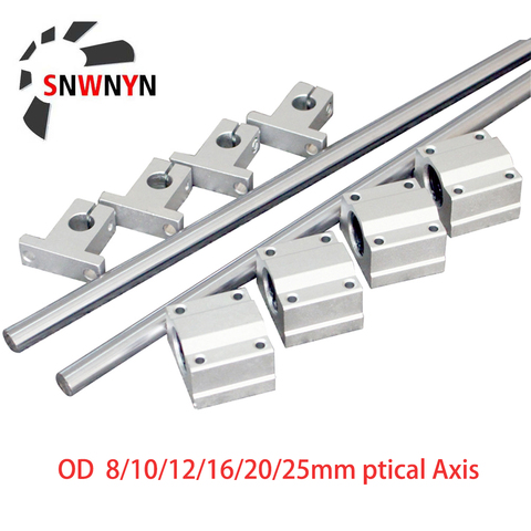 10Pcs/Set Linear Optical Axis Rail Shaft OD8/10/12mm 200-600mm + SCS8/10/12UU Linear Bearing Blocks + SK8/10/12 Bearing Support ► Photo 1/6