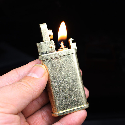 Brass Retro Free Fire Kerosene Lighter Flint Grinding Wheel Torch Pipe Lighter Oil Cigarette Windproof Lighter Gadgets For Men ► Photo 1/5