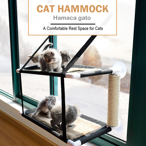 Cat hammock window Cat Sunny Seat pet waterproof fabric Cat bed cat climbing sleeping mattress single layer double Bearing 20kg ► Photo 1/6