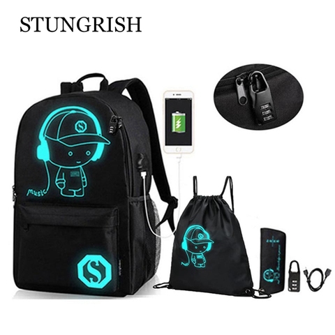 New Backpack for School Anime Luminous Bag College Bookbag Anti-Theft Laptop Backpack with USB Charging Port School Bags ► Photo 1/6