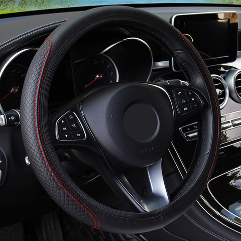 leather Steering Wheel Cover Car-styling for Hyundai IX35 Solaris Accent I30 Tucson Elantra Getz I20 Sonata I40 ► Photo 1/6