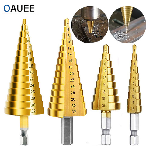 HSS Titanium Coated Step Drill Bit Drilling Power Tools for Metal High Speed Steel Wood Hole Cutter Cone Drill 4-12 4-20 4-32 mm ► Photo 1/6