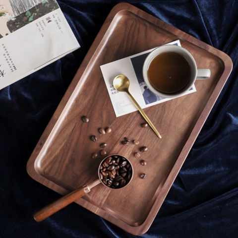 Wooden Round/Rectangular Serving Tray Wood Plate Tea Dishe Drink Platter Food Plate Beef Steak Fruit Snack Tray Kitchen Utensils ► Photo 1/6