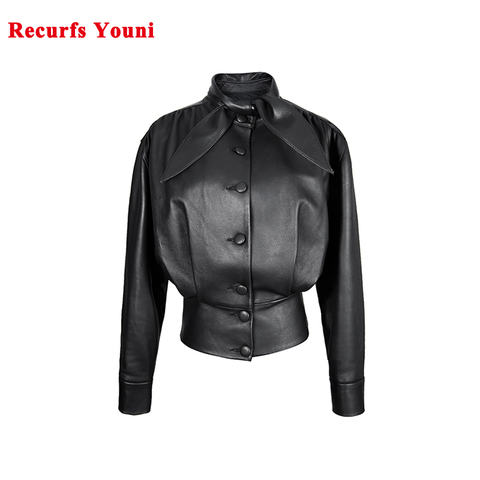 Women Roupas Winter European Style Genuine Leather Coat Female 100% Natural Skin Cute Rabbit Ears Collar Tight Waist Thin Jacket ► Photo 1/6