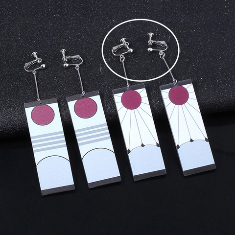 Fashion Clip Earrings For Men Demon Slayer Kimetsu no Yaiba Kamado Tanjirou Acrylic Ear Clips Women Cosplay Earrings Jewelry ► Photo 1/6