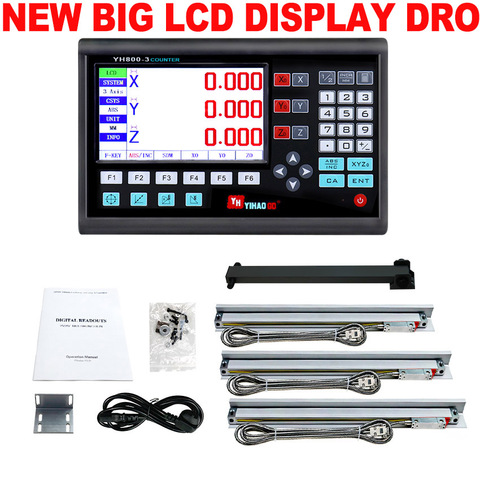 New 3 Axis LCD Dro Set Digital Readout System Display and 3 PCS 5U Linear Optical Ruler Dimension 50-1000 for Lathe Mill Machine ► Photo 1/6