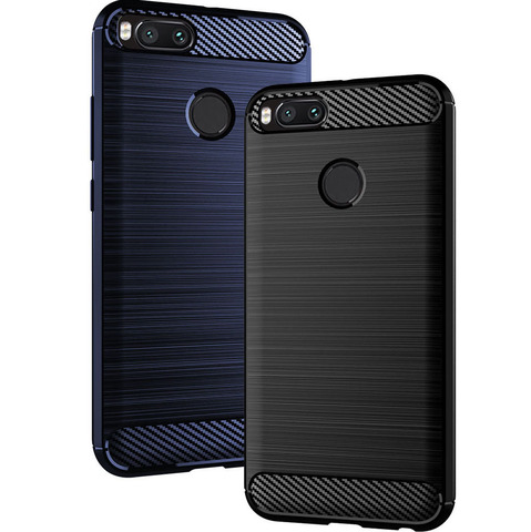 Shock Absorption Cover Soft TPU Anti Scratch Carbon Fiber Back Original Case for Xiaomi Mi A1 / 5X Mi5X 5.5