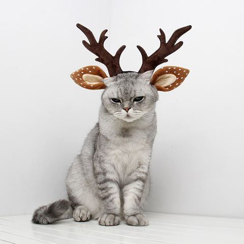 2022 New Christmas Pet Dog Costumes Antler Elk Ear Headband Cute Fancy Dress Up New Year Pet Party Hat Pet Dog Cat Costume ► Photo 1/6