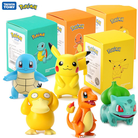 6 Styles Pokemon Pikachu Charmander Psyduck Squirtle Jigglypuff Bulbasaur Bulbasaur Anime Figures Toys Model Kawaii Kids GIft ► Photo 1/6