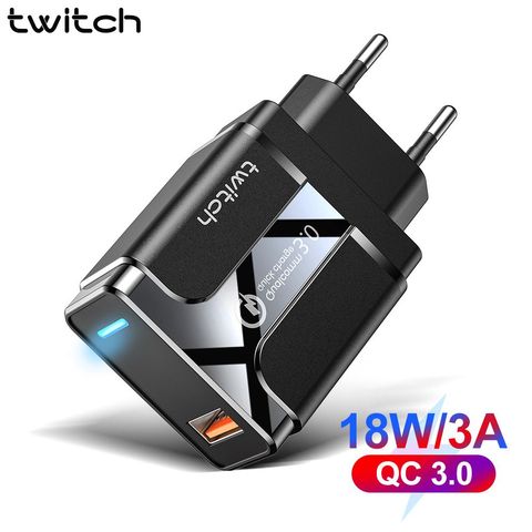 Twitch Quick Charge 3.0 QC 18W Mobile Phone Charger USB Charger EU Plug 18W QC 3.0 Fast Charger For Xiaomi Samsung S10 Huawei ► Photo 1/6