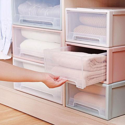 Household Plastic Transparent Stackable Drawer Type Clothes Storage Box Underwear Socks organizer Snacks Sundries Container ► Photo 1/6