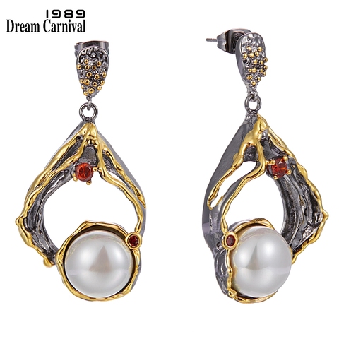 DreamCarnival1989 New Big Exaggerated Earrings for Women Baroque Pearl Jewelry Engagement Party 2022 Special Hot Selling WE4003 ► Photo 1/6