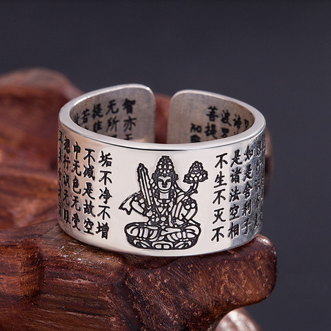 1 Piece Vintage Copper Religious Open Rings Antique Silver Color Buddha Women Men Personality Party Club Jewelry Gifts, ► Photo 1/2