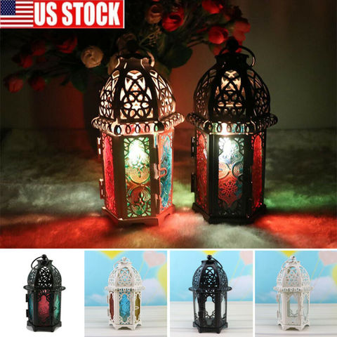 Candle Holder Moroccan European Style Iron Candlestick Rusti Lantern Tealight Pillar Candle Holder Vintage Garden Lamp Stand ► Photo 1/6