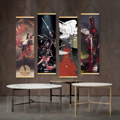 Canvas Print Solid Wood Hanging Scroll Poster Home Decor Game Touken Ranbu Online Painting Nordic Style Wall Art For Living Room ► Photo 1/5