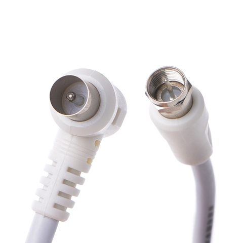 9.5mm White 90 Degrees Male To F Type Male Coaxial TV Satellite Antenna Cable Dropshipping ► Photo 1/5